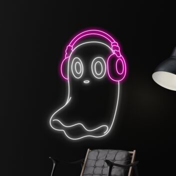 Geist mit Kopfhörern LED-Neonschild für Gaming Wohnzimmer