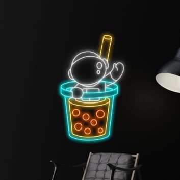 Bubble Tea mit Figur LED-Neonschild für Café
