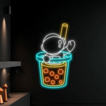 Brighten Your Space: Perfect for Home, Cafes, and Themed Parties with Bubble Tea Led Neon Sign Spaceman Led Sign Bubble Tea Coffee Wall Decors.