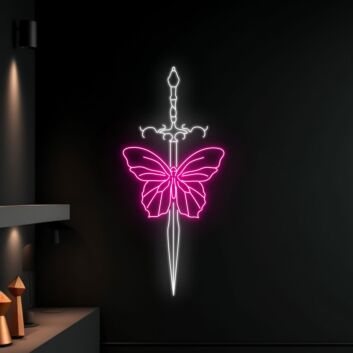 Schmetterling mit Schwert LED-Neonschild Wohnzimmer Studio