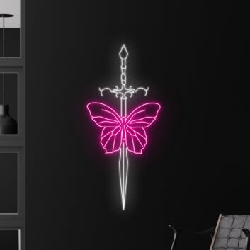 Schmetterling mit Schwert LED-Neonschild Wohnzimmer Studio
