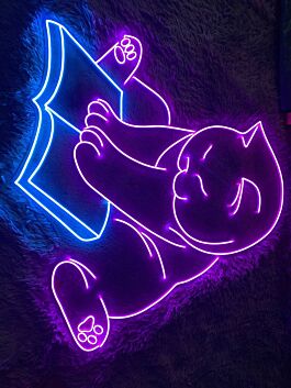 lesende Katze LED-Neonschild Wohnzimmer Kinderzimmer