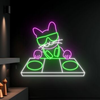DJ Katze LED-Neonschild für Bar und Club
