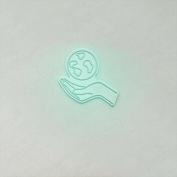 Hand mit Erdkugel LED-Neonschild Wohnzimmer Büro