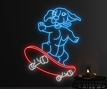 Hund auf Skateboard LED-Neonschild Wohnzimmer Jugendzimmer