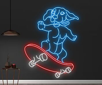 Hund auf Skateboard LED-Neonschild Wohnzimmer Jugendzimmer