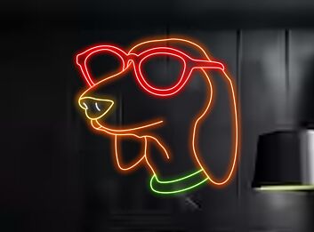 Hund mit Sonnenbrille LED-Neonschild für Wohnzimmer oder Bar