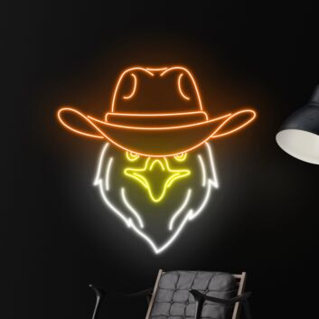 Adlerkopf mit Cowboyhut LED-Neonschild für Bar oder Wohnzimmer