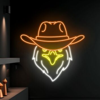 Adlerkopf mit Cowboyhut LED-Neonschild für Bar oder Wohnzimmer