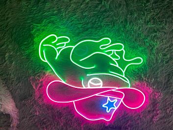 Frosch mit Basecap und Sternsymbol LED-Neonschild für Kinderzimmer Spielzimmer