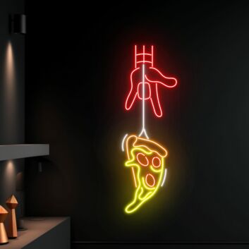 Pizzastück mit Hand LED-Neonschild für Restaurant Küche
