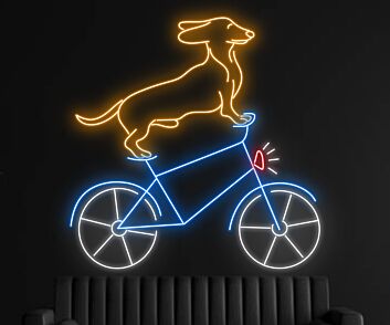 Dackel auf Fahrrad LED-Neonschild Wohnzimmer Cafe