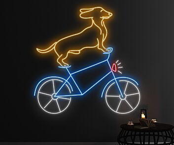 Brighten Your Home, Bar, and Storefront with the Whimsical Cute Dachshund Riding Bike LED Neon Sign Dachshund Butt Neon Light Decor.