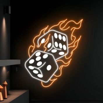 Brighten Up Your Game Night or Casino-themed Party with the Spectacular Dice Fire Casino Poker Casino LED Sign Decor.