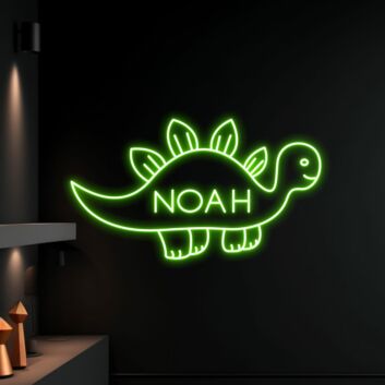 Niedliches Dinosaurier LED-Neonschild mit personalisiertem Namen