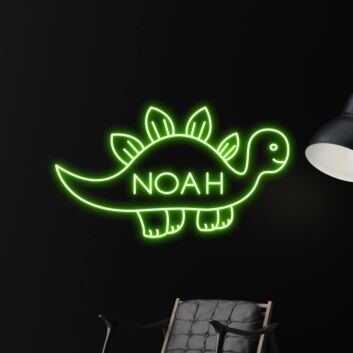 Niedliches Dinosaurier LED-Neonschild mit personalisiertem Namen