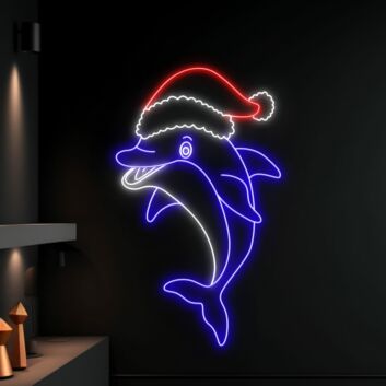 Weihnachtsdelfin LED-Neonschild für Wohnzimmer und Weihnachtsdeko