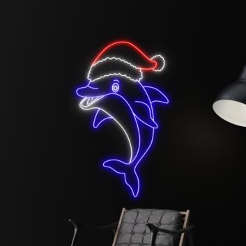 Weihnachtsdelfin LED-Neonschild für Wohnzimmer und Weihnachtsdeko