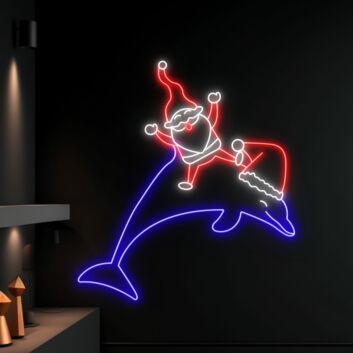 Weihnachtsmann auf Delfin LED-Neonschild Wohnzimmer Weihnachtsdekoration