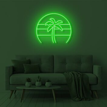Palme vor Sonnenuntergang LED-Neonschild Wohnzimmer Bar