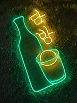 Soju Flasche und Glas LED Neonschild für Bar und Club