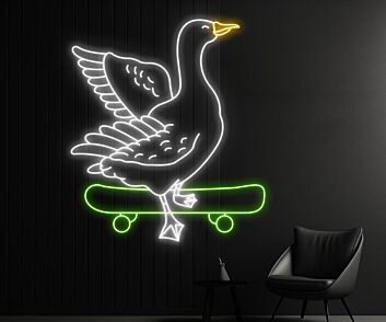 Gans auf Skateboard LED-Neonschild Wohnzimmer Kinderzimmer