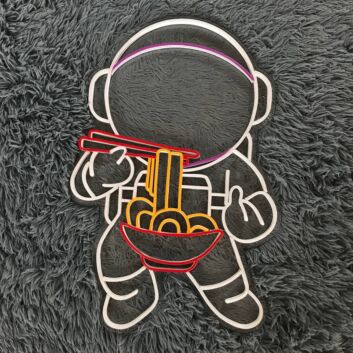 Neon LED Wandlicht Astronaut mit Ramen Schüssel modernes Pop Art Design für kreative Räume