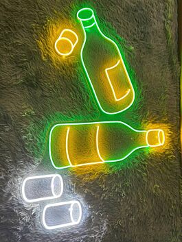 Bierflasche und Gläser LED-Neonschild für Bar Party