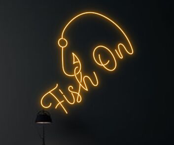Brighten Up Any Space: Fish On Led Neon Sign - Perfect for Home Decor, Offices, Stores, Bars, Weddings, and Parties for Sea Animal Enthusiasts and Fishing Fans.