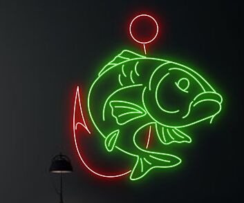 Fisch mit Angelhaken LED-Neonschild für Restaurant Bar