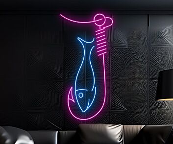 Fisch am Angelhaken LED-Neonschild für Restaurant Bar