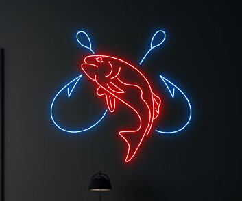 Fisch mit Angelhaken LED-Neonschild für Restaurant Bar