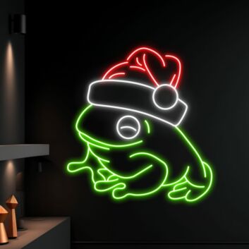 Frosch mit Weihnachtsmütze LED-Neonschild Wohnzimmer Weihnachten