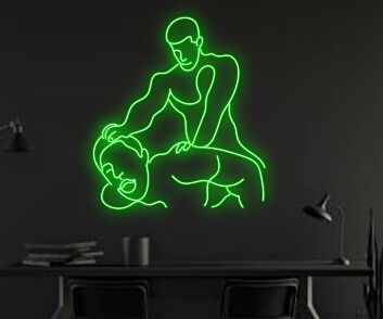 Intime Paarstudie als LED-Neonschild in Linienkunst