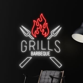 GRILLS BARBEQUE LED-Neonschild für Restaurant und Barbecue