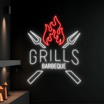 GRILLS BARBEQUE LED-Neonschild für Restaurant und Barbecue