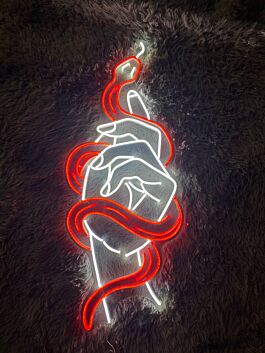 Brighten Your Christmas Festivities and Elevate Home, Office, and Event Spaces with the Hand Holding Snake Led Sign Custom Snake Neon Light.
