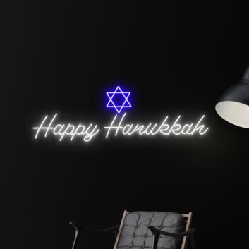 Happy Hanukkah LED-Neonschild für Wohnzimmer und Feier