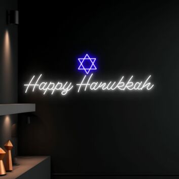 Happy Hanukkah LED-Neonschild für Wohnzimmer und Feier