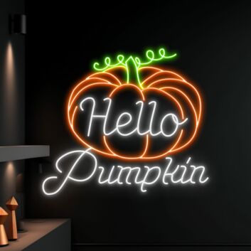 Hello Pumpkin LED-Neonschild Wohnzimmer Herbstdeko