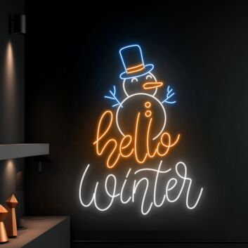hello winter LED-Neonschild Wohnzimmer Winterdeko