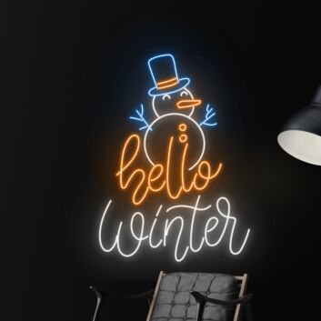 hello winter LED-Neonschild Wohnzimmer Winterdeko