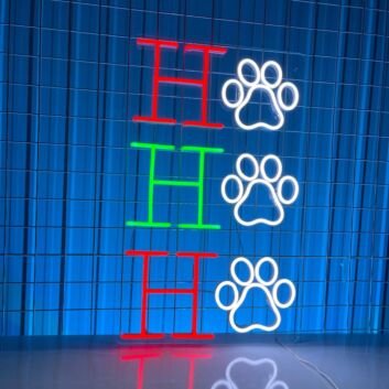 Ho Ho Ho LED-Neonschild mit Pfotenabdrücken