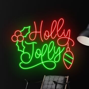 Holly Jolly LED-Neonschild für Weihnachten Wohnzimmer