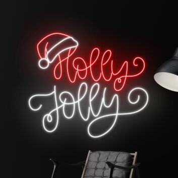 Holly Jolly LED-Neonschild Weihnachten Wohnzimmer