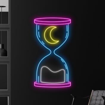Sanduhr mit Mond LED-Neonschild Wohnzimmer Büro