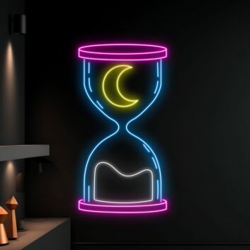 Sanduhr mit Mond LED-Neonschild Wohnzimmer Büro