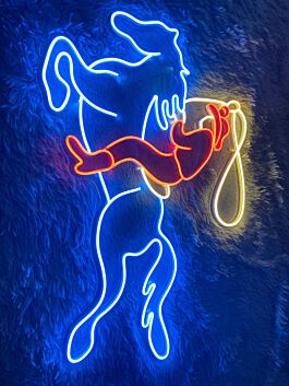 Cowboy auf steigendem Pferd als LED-Neonschild