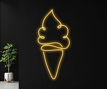 Eiswaffel mit Softeis LED-Neonschild für Café und Eisdiele