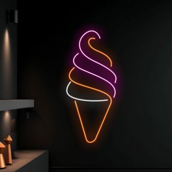Eiswaffel mit Softeis LED-Neonschild für Café und Eisdiele